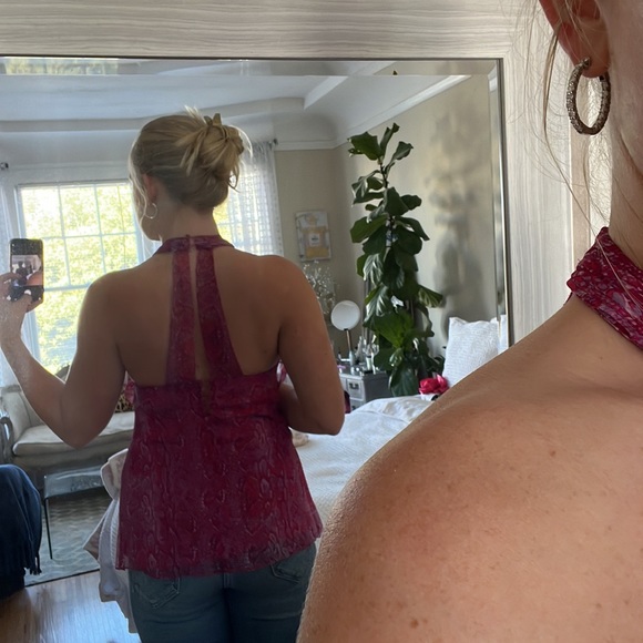 Bcbg pink snakeskin halter top - Picture 2 of 2